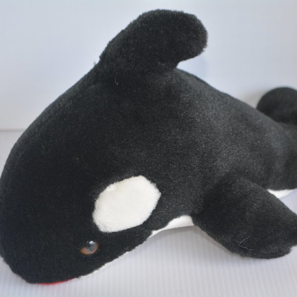 VTG Shamu Orca Killer Whale Plush Stuffed Animal Kid Toy 13" Ocean Aquatic Black - Picture 2 of 8